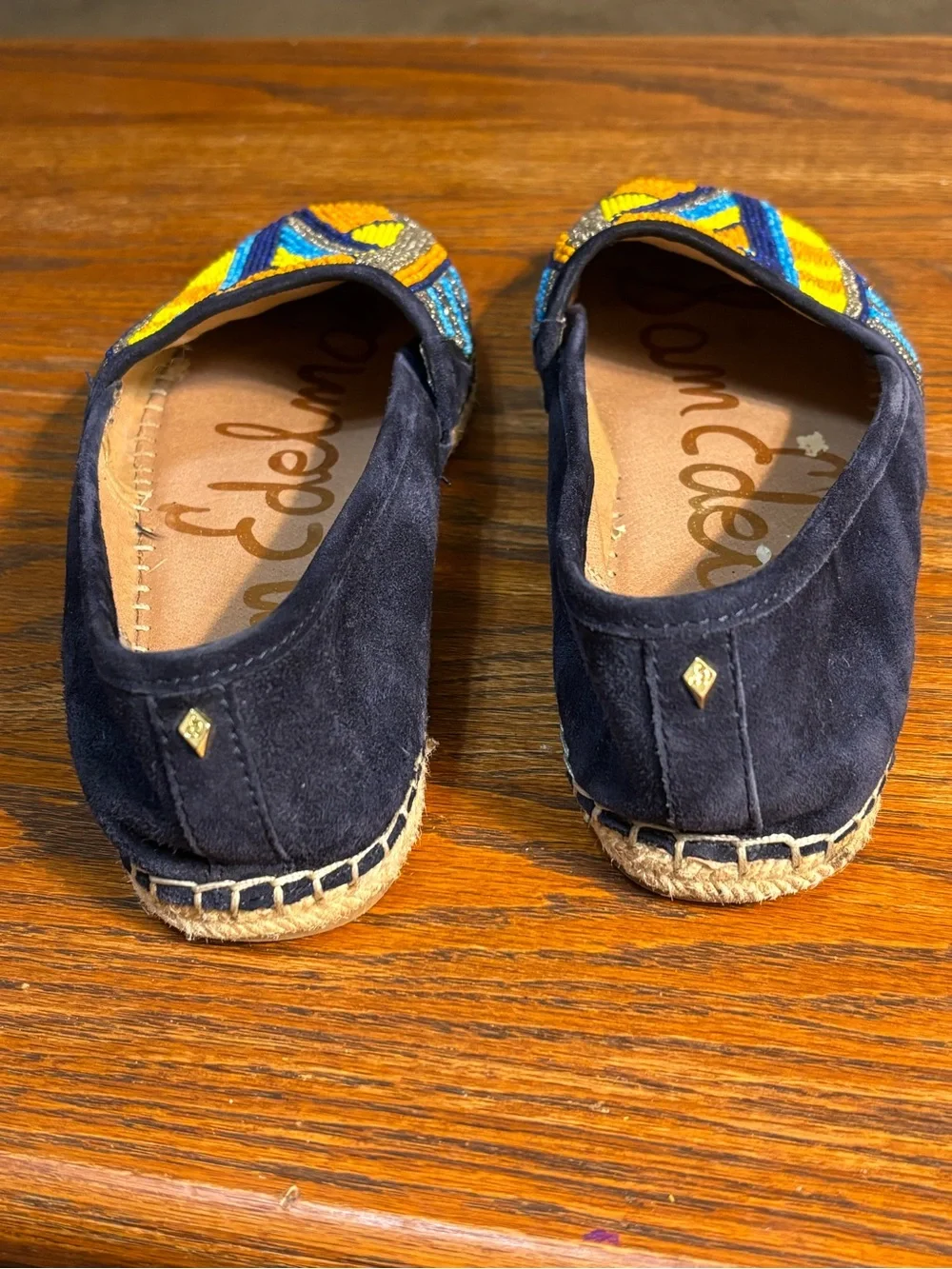 Sam Edelman Maris Beaded Espadrilles with Blue Suede Backs. Woman’s Size 8.5